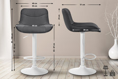 Barhocker Vonore Stoff wei� - dunkelgrau