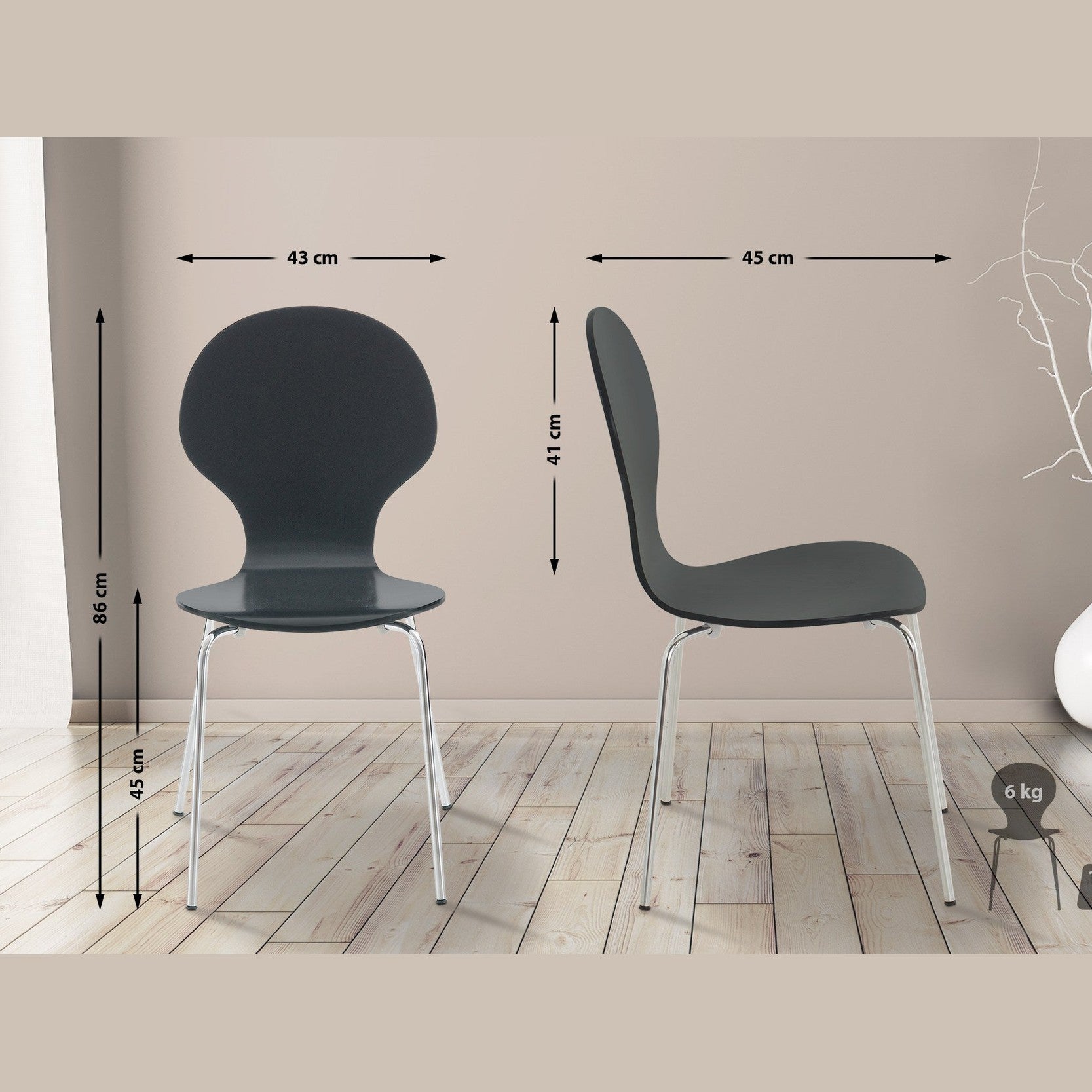 Set di 2 sedie da riunione Diego nere, impilabili, dal design classico e versatile, perfette per ogni ambiente lavorativo.