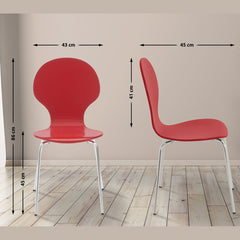 Set di 2 sedie da riunioni Diego in rosso, design classico e impilabile, perfette per uffici e eventi.