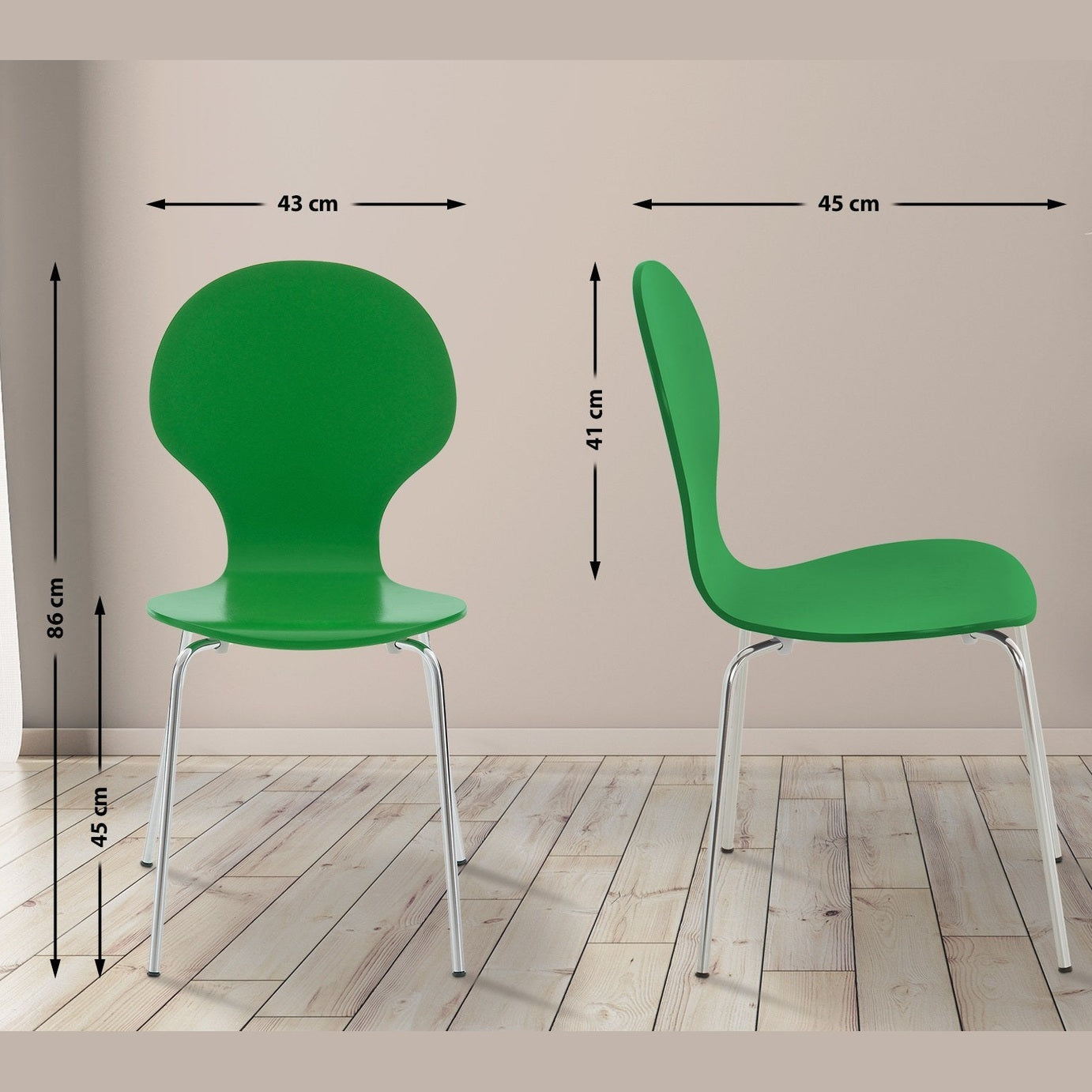 Set di 2 sedie da riunioni Diego in verde, impilabili e dal design classico, ideali per ogni occasione.