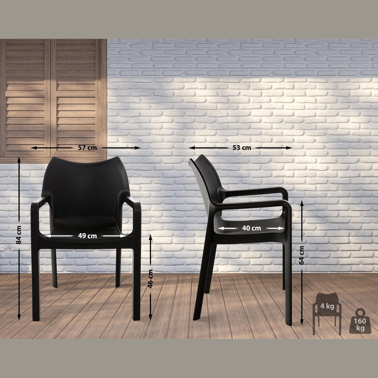 2er SET Stapelstuhl DIVA - schwarz - InfinityMarket