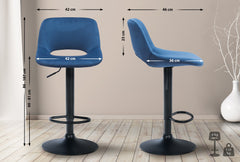 Barhocker Camden Samt schwarz - blau