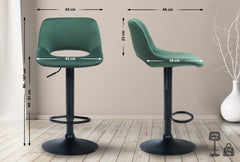 Barhocker Camden Samt schwarz - gr�n