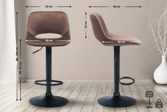 Barhocker Camden Samt schwarz - braun