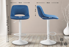 Barhocker Camden Samt wei� - blau
