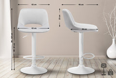 Barhocker Camden Samt wei� - hellgrau