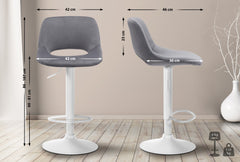 Barhocker Camden Samt wei� - dunkelgrau