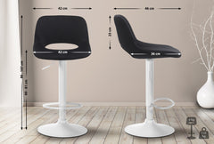 Barhocker Camden Samt wei� - schwarz