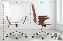 Bürostuhl Burbank Kunstleder - walnuss/weiß