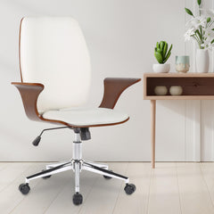 Bürostuhl Burbank Kunstleder - walnuss/weiß