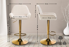 Barhocker Braga Gold Samt - creme