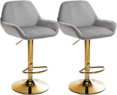 2er Set Barhocker Braga Gold Samt - grau