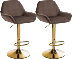 2er Set Barhocker Braga Gold Samt - braun