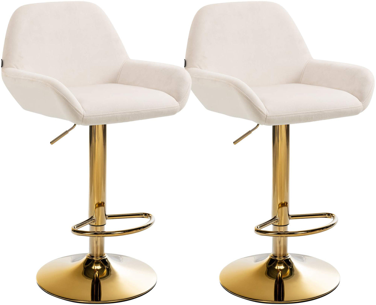 2er Set Barhocker Braga Gold Samt - creme