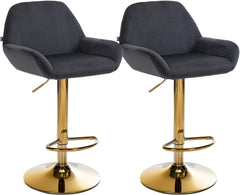 2er Set Barhocker Braga Gold Samt - schwarz