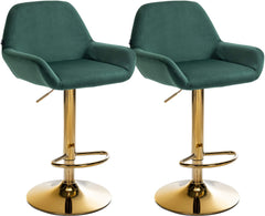 2er Set Barhocker Braga Gold Samt - dunkelgr�n