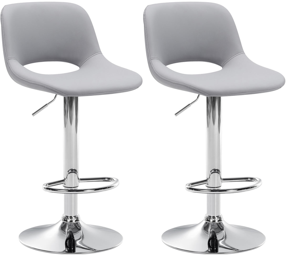 2er Set Barhocker Camden Kunstleder chrom - grau