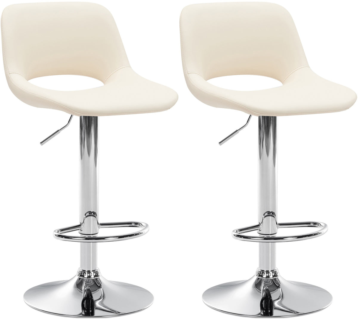 2er Set Barhocker Camden Kunstleder chrom - creme