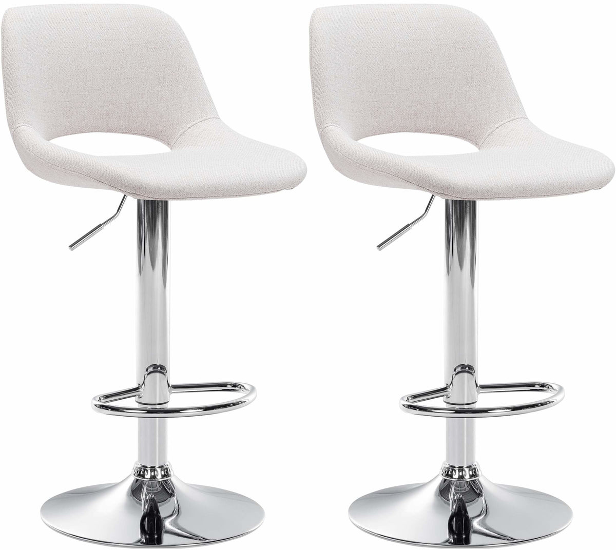 2er Set Barhocker Camden Stoff chrom - creme