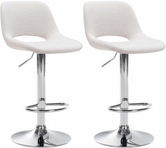2er Set Barhocker Camden Stoff chrom - creme