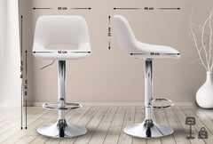 2er Set Barhocker Camden Stoff chrom - creme
