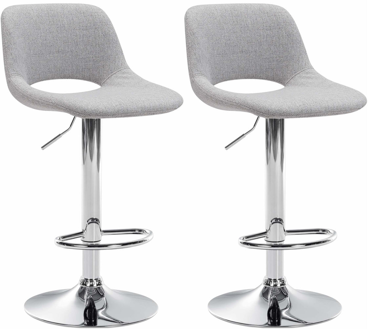 2er Set Barhocker Camden Stoff chrom - hellgrau