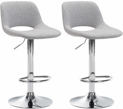 2er Set Barhocker Camden Stoff chrom - hellgrau
