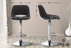 2er Set Barhocker Camden Stoff chrom - schwarz