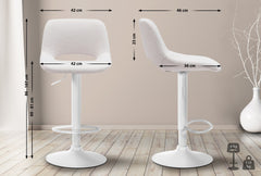 2er Set Barhocker Camden Stoff weiß - creme