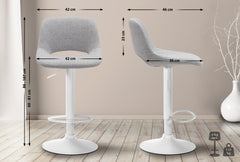 2er Set Barhocker Camden Stoff wei� - hellgrau