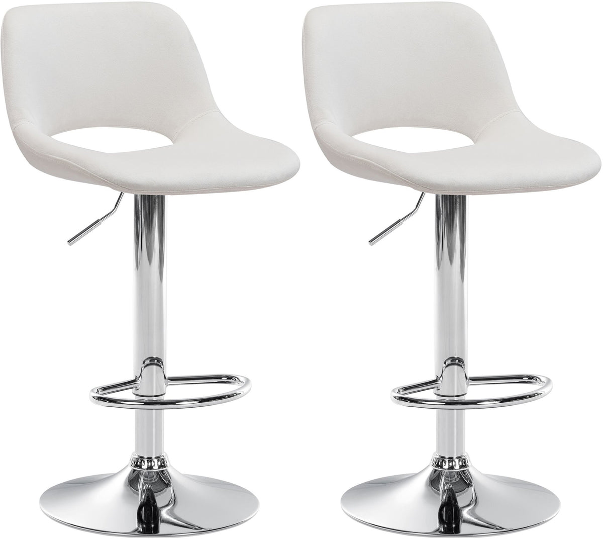 2er Set Barhocker Camden Samt chrom - creme