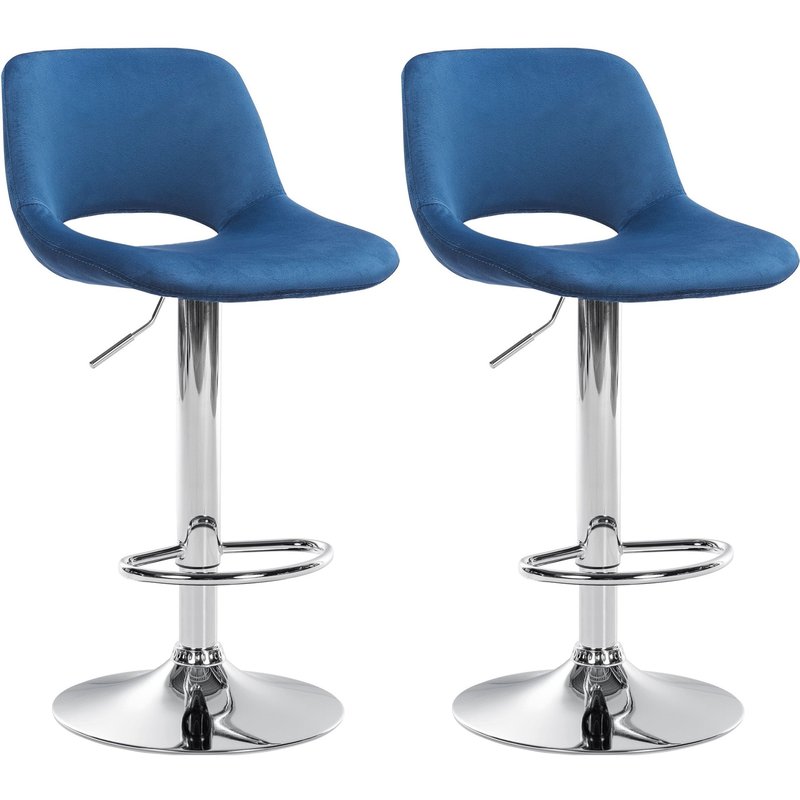 2er Set Barhocker Camden Samt chrom - blau