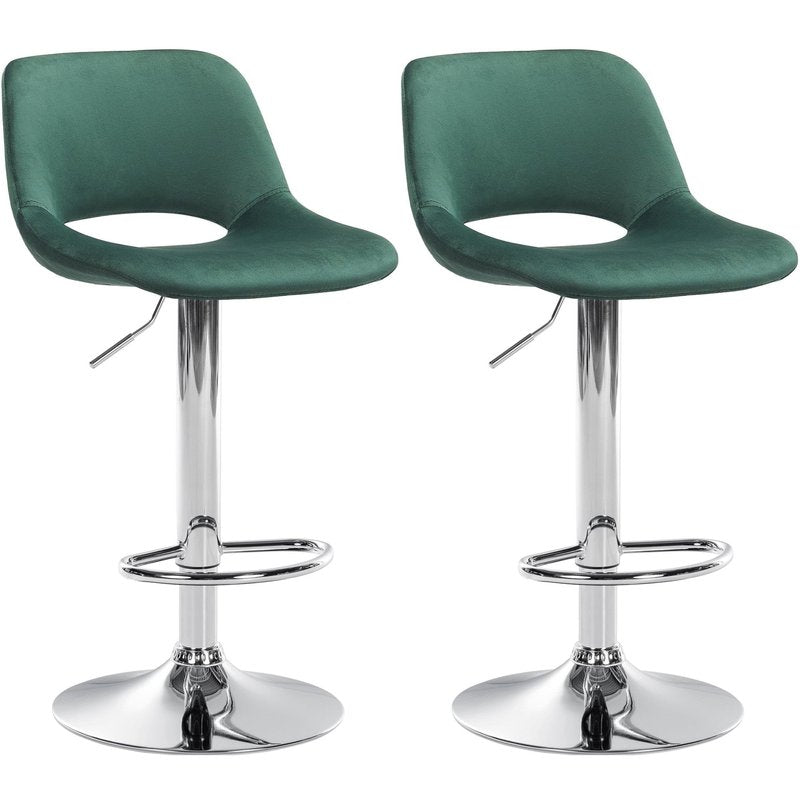 2er Set Barhocker Camden Samt chrom - gr�n