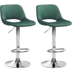2er Set Barhocker Camden Samt chrom - gr�n