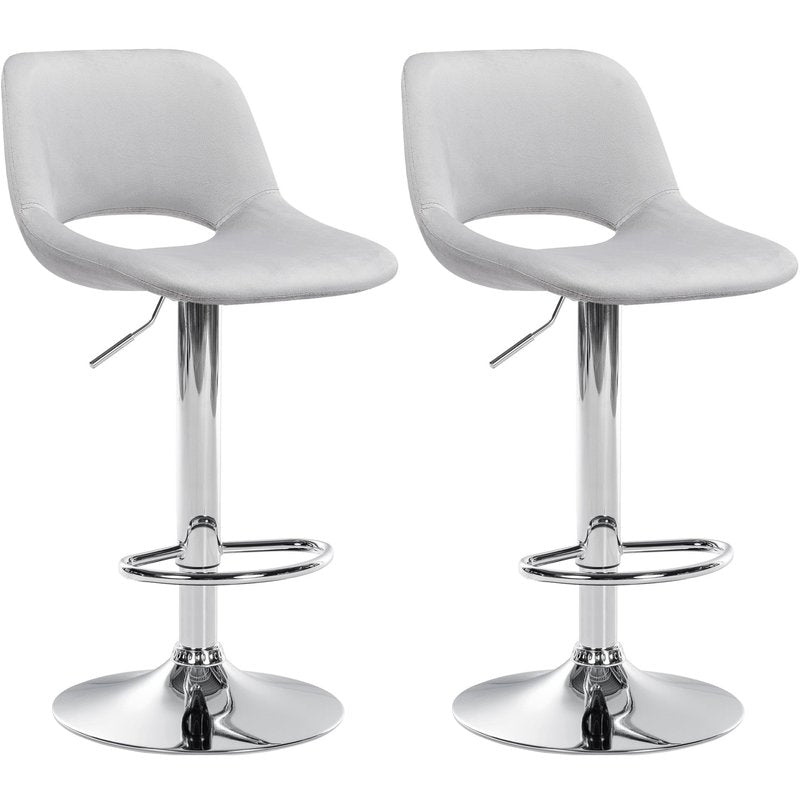 2er Set Barhocker Camden Samt chrom - hellgrau