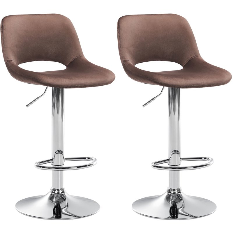 2er Set Barhocker Camden Samt chrom - braun