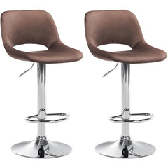 2er Set Barhocker Camden Samt chrom - braun
