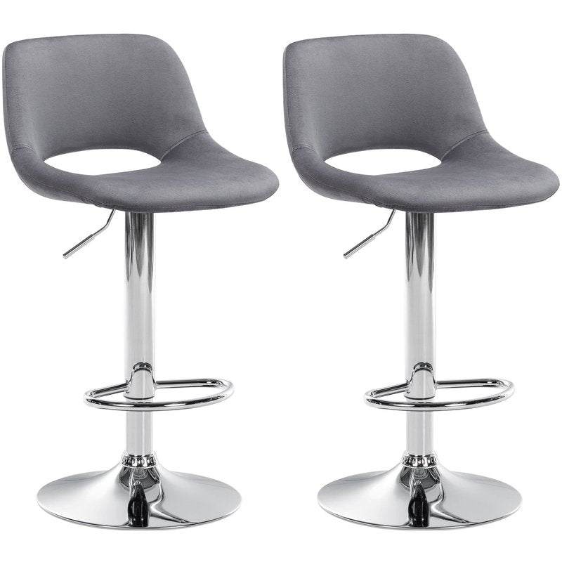 2er Set Barhocker Camden Samt chrom - dunkelgrau