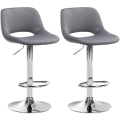 2er Set Barhocker Camden Samt chrom - dunkelgrau