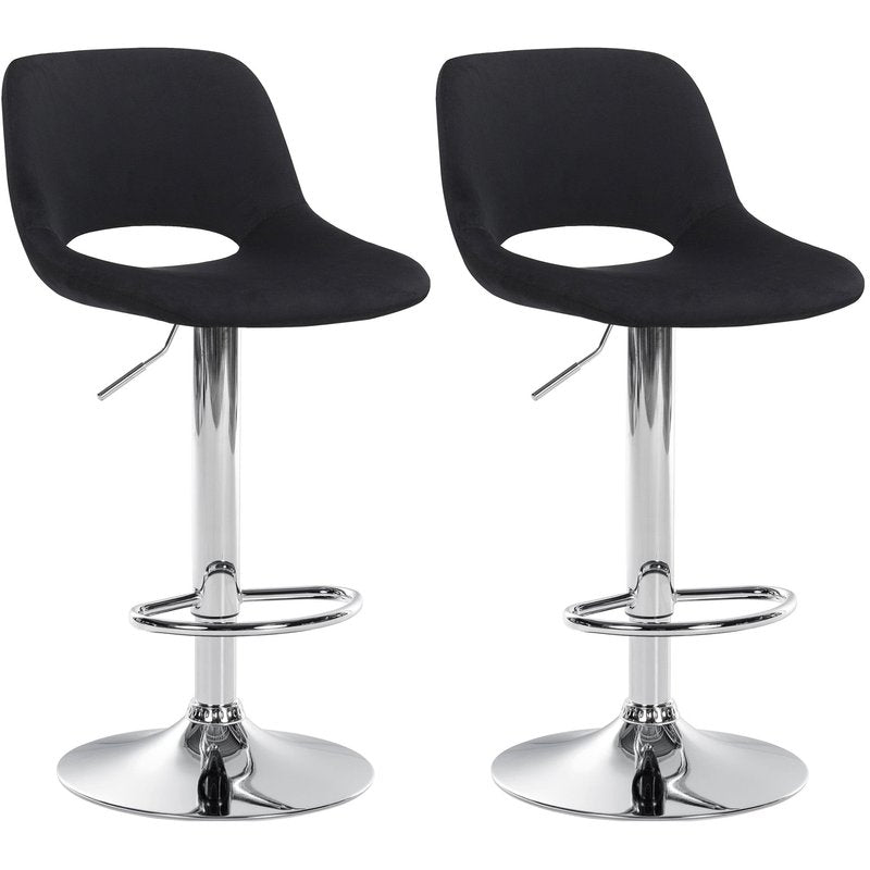 2er Set Barhocker Camden Samt chrom - schwarz