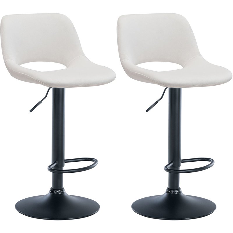 2er Set Barhocker Camden Samt schwarz - creme