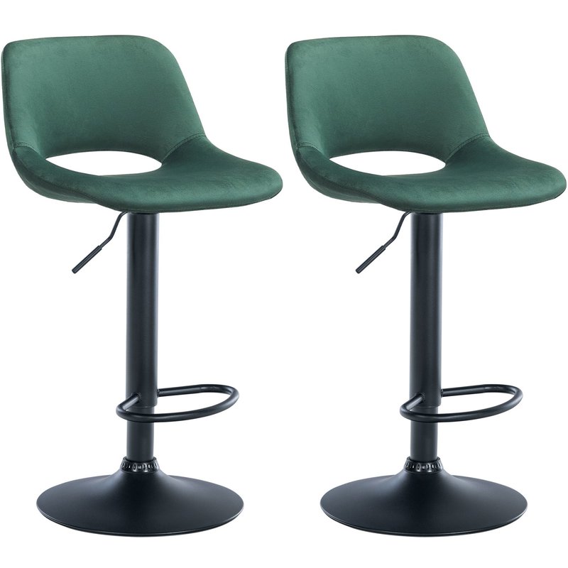2er Set Barhocker Camden Samt schwarz - gr�n