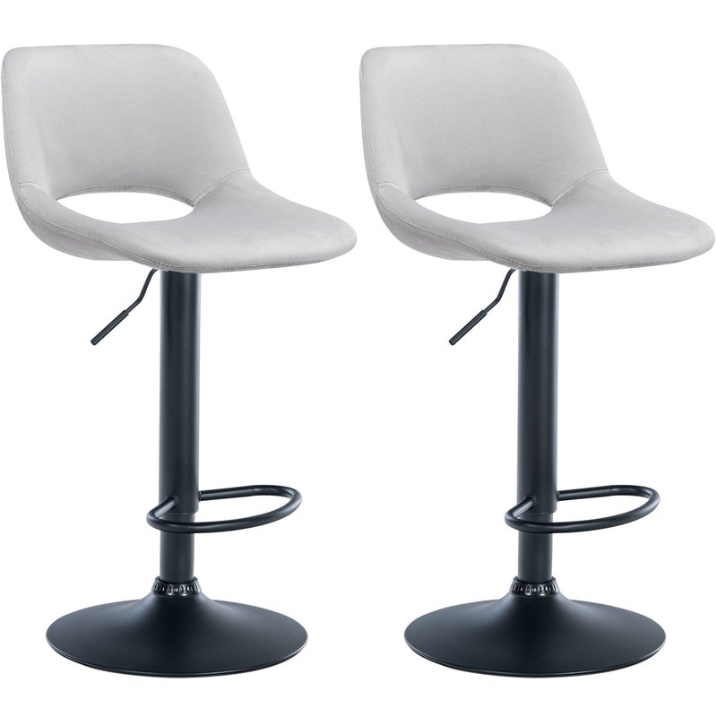 2er Set Barhocker Camden Samt schwarz - hellgrau