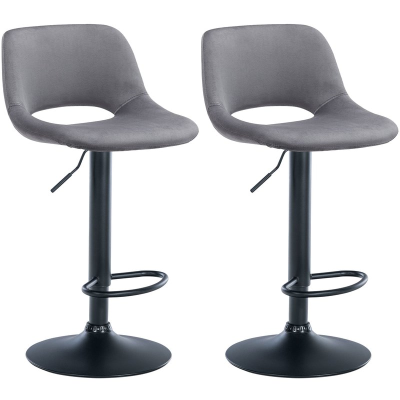2er Set Barhocker Camden Samt schwarz - dunkelgrau