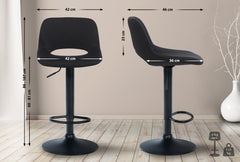 2er Set Barhocker Camden Samt schwarz - schwarz