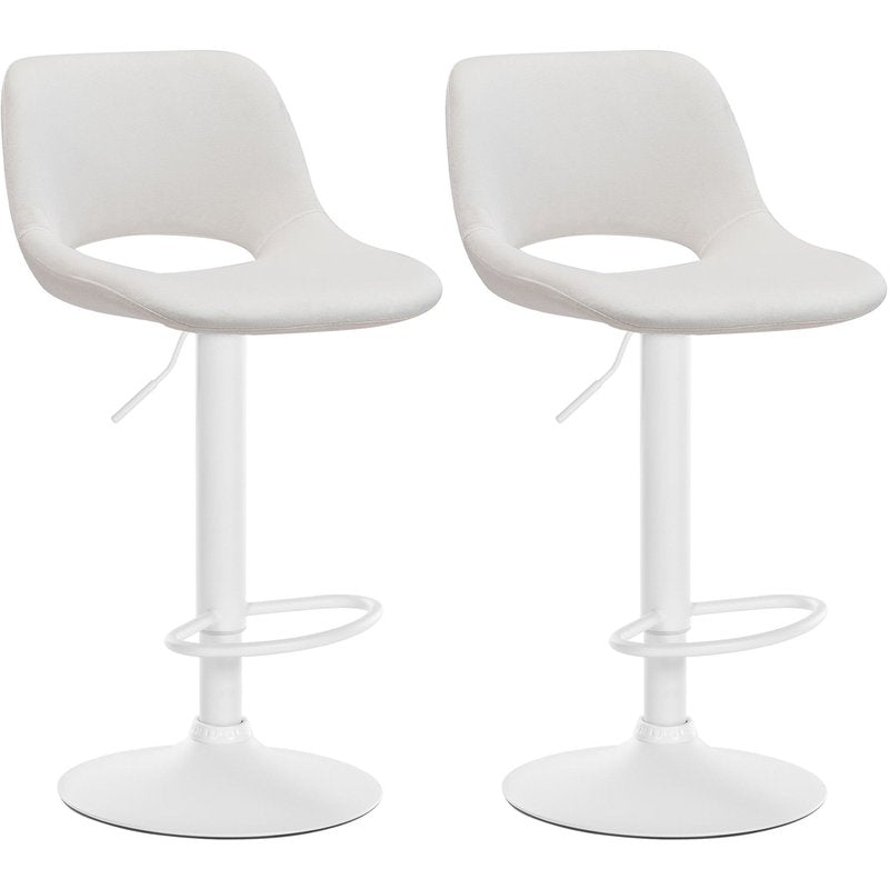 2er Set Barhocker Camden Samt wei� - creme