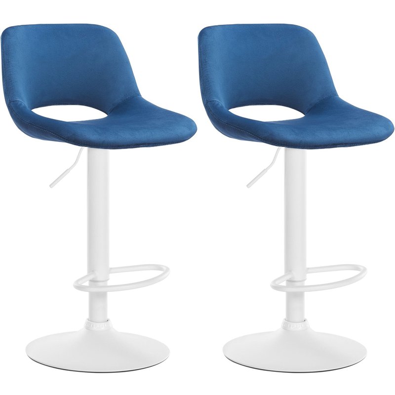 2er Set Barhocker Camden Samt wei� - blau