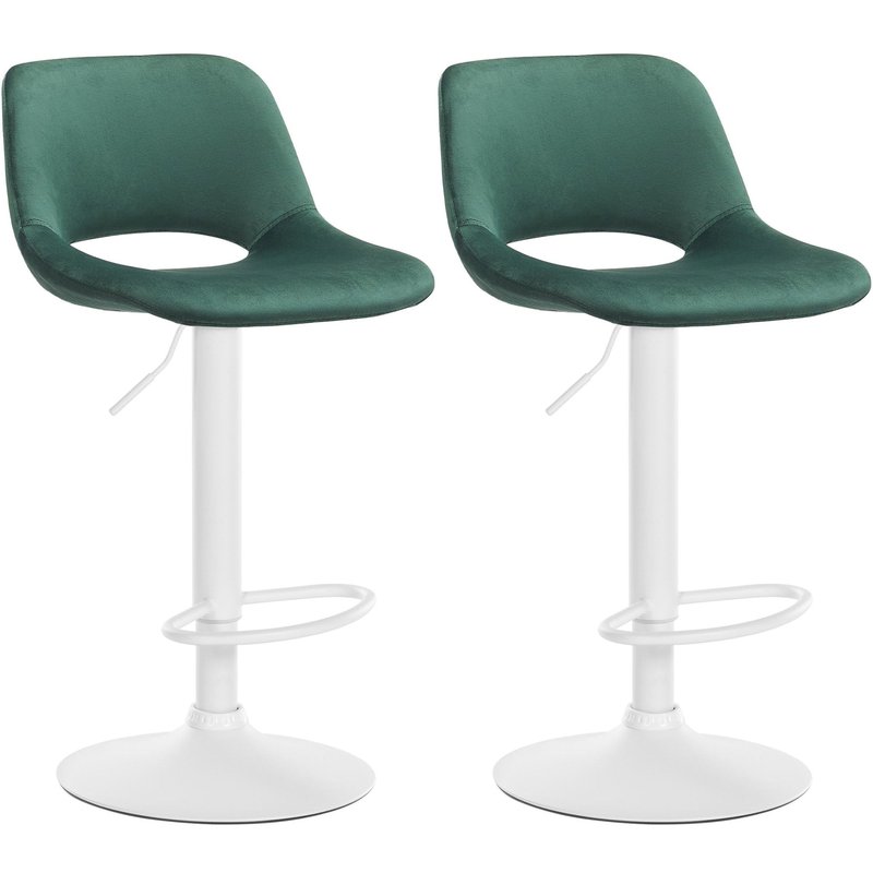 2er Set Barhocker Camden Samt wei� - gr�n