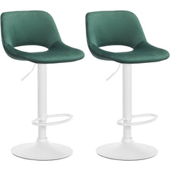 2er Set Barhocker Camden Samt wei� - gr�n