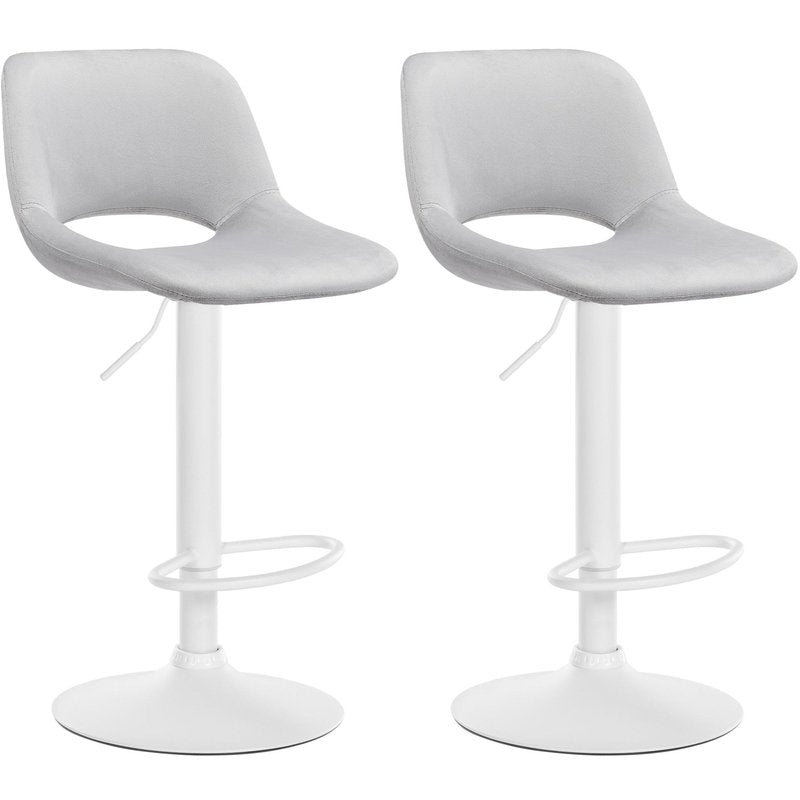 2er Set Barhocker Camden Samt wei� - hellgrau